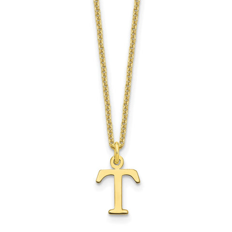 10KY Cutout Letter T Initial Necklace-WBC-10XNA727Y/T