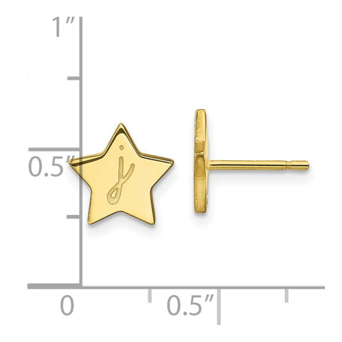 10KY Initial Star Post Earrings-WBC-10XNE146Y