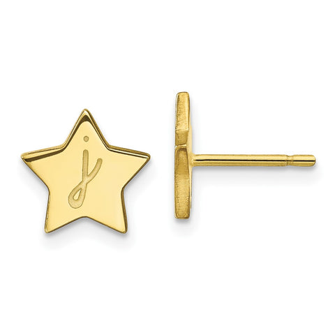 10KY Initial Star Post Earrings-WBC-10XNE146Y