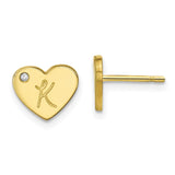 10KY Initial Heart with Diamond Post Earrings-WBC-10XNE149Y