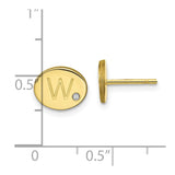 10KY Initial Oval with Diamond Post Earrings-WBC-10XNE150Y