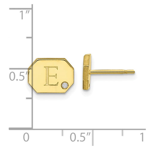 10KY Initial Octagon with Diamond Post Earrings-WBC-10XNE151Y