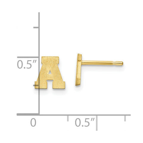 10KY Brushed Initial Letter A Post Earrings-WBC-10XNE45Y/A