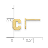 10KY Brushed Initial Letter C Post Earrings-WBC-10XNE45Y/C