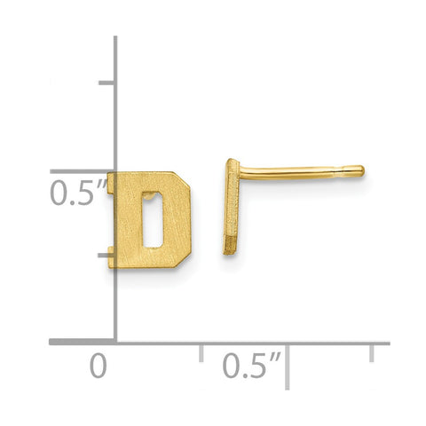 10KY Brushed Initial Letter D Post Earrings-WBC-10XNE45Y/D