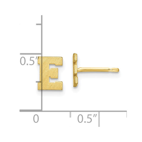 10KY Brushed Initial Letter E Post Earrings-WBC-10XNE45Y/E