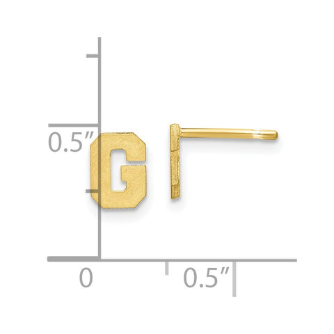 10KY Brushed Initial Letter G Post Earrings-WBC-10XNE45Y/G
