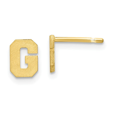 10KY Brushed Initial Letter G Post Earrings-WBC-10XNE45Y/G