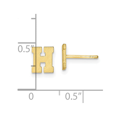 10KY Brushed Initial Letter H Post Earrings-WBC-10XNE45Y/H