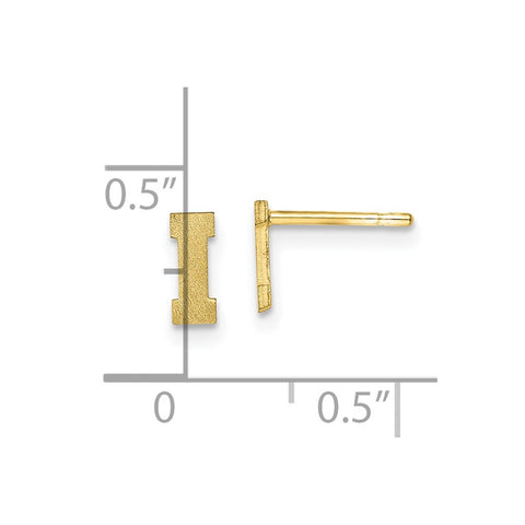 10KY Brushed Initial Letter I Post Earrings-WBC-10XNE45Y/I