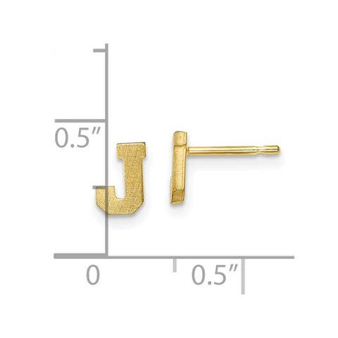 10KY Brushed Initial Letter J Post Earrings-WBC-10XNE45Y/J