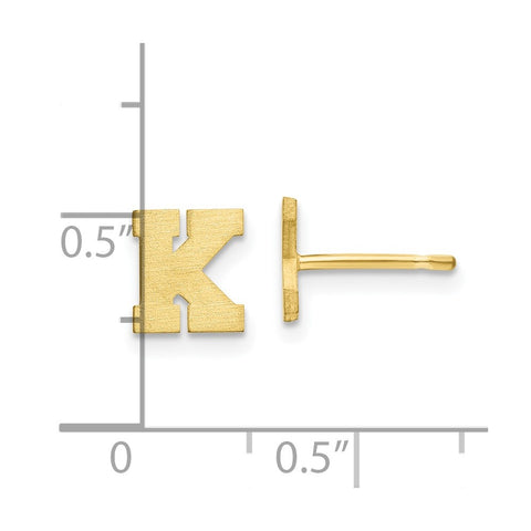 10KY Brushed Initial Letter K Post Earrings-WBC-10XNE45Y/K