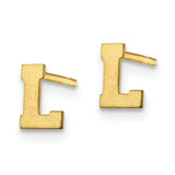 10KY Brushed Initial Letter L Post Earrings-WBC-10XNE45Y/L