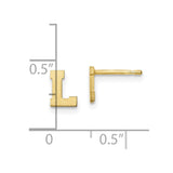 10KY Brushed Initial Letter L Post Earrings-WBC-10XNE45Y/L