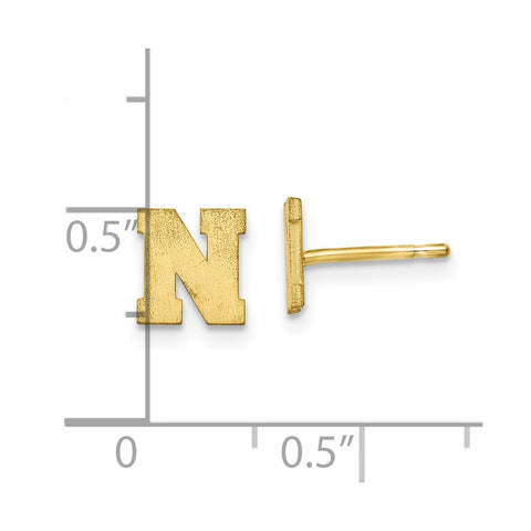 10KY Brushed Initial Letter N Post Earrings-WBC-10XNE45Y/N