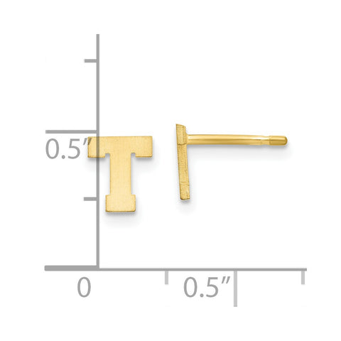 10KY Brushed Initial Letter T Post Earrings-WBC-10XNE45Y/T