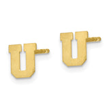 10KY Brushed Initial Letter U Post Earrings-WBC-10XNE45Y/U