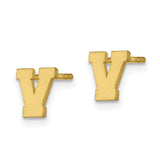 10KY Brushed Initial Letter V Post Earrings-WBC-10XNE45Y/V