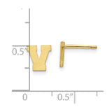 10KY Brushed Initial Letter V Post Earrings-WBC-10XNE45Y/V