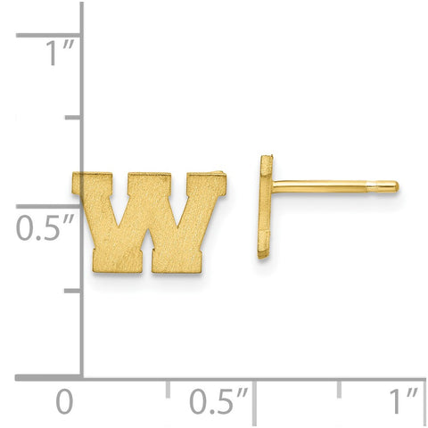 10KY Brushed Initial Letter W Post Earrings-WBC-10XNE45Y/W