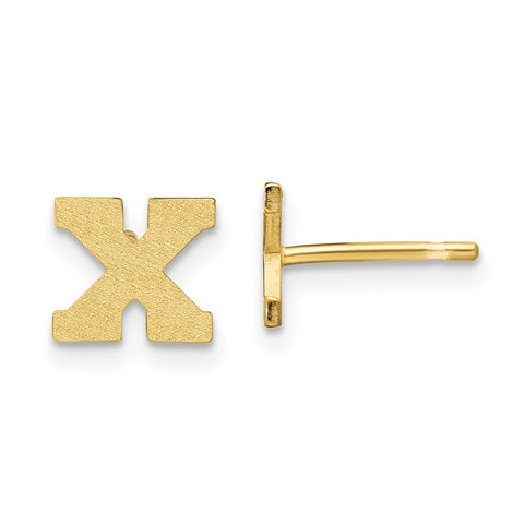 10KY Brushed Initial Letter X Post Earrings-WBC-10XNE45Y/X