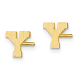 10KY Brushed Initial Letter Y Post Earrings-WBC-10XNE45Y/Y