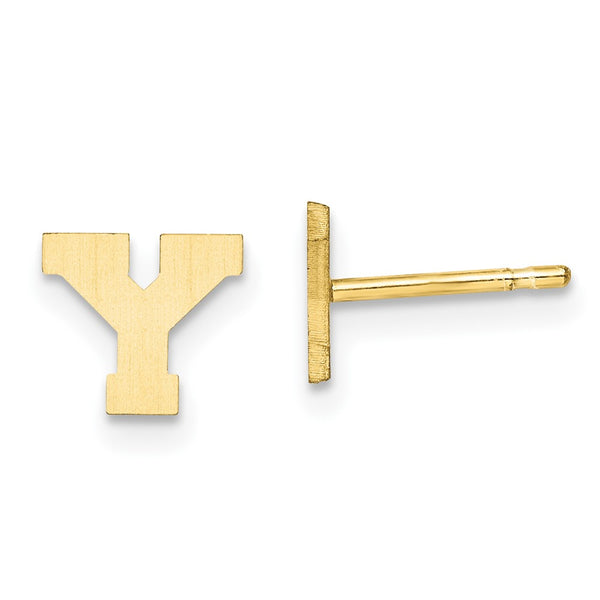 10KY Brushed Initial Letter Y Post Earrings-WBC-10XNE45Y/Y