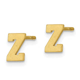 10KY Brushed Initial Letter Z Post Earrings-WBC-10XNE45Y/Z