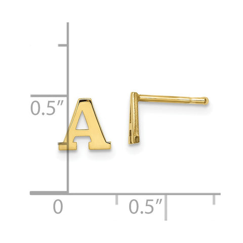 10KY Polished Initial Letter A Post Earrings-WBC-10XNE46Y/A