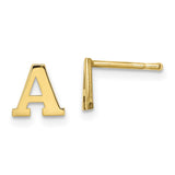 10KY Polished Initial Letter A Post Earrings-WBC-10XNE46Y/A