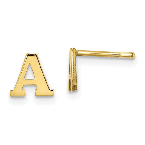 10KY Polished Initial Letter A Post Earrings-WBC-10XNE46Y/A