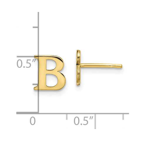 10KY Polished Initial Letter B Post Earrings-WBC-10XNE46Y/B