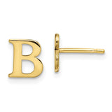 10KY Polished Initial Letter B Post Earrings-WBC-10XNE46Y/B