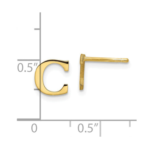 10KY Polished Initial Letter C Post Earrings-WBC-10XNE46Y/C