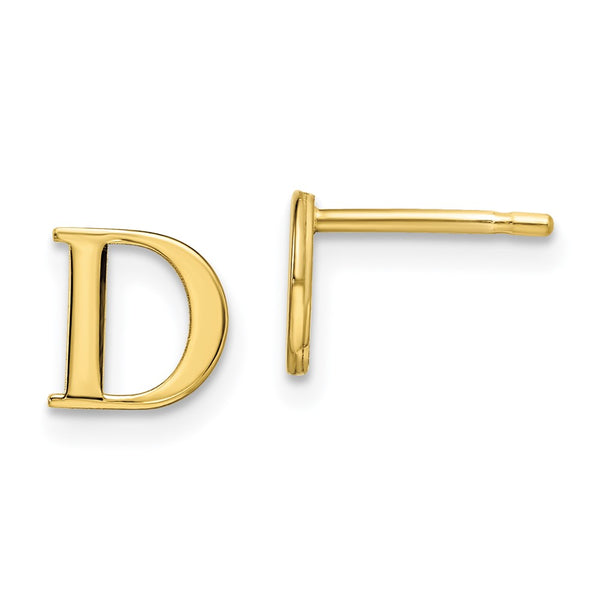 10KY Polished Initial Letter D Post Earrings-WBC-10XNE46Y/D