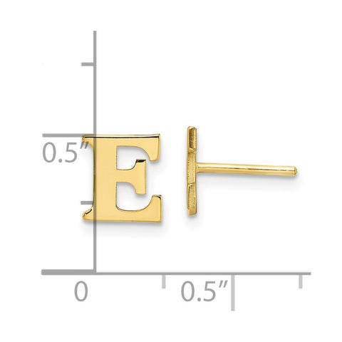 10KY Polished Initial Letter E Post Earrings-WBC-10XNE46Y/E