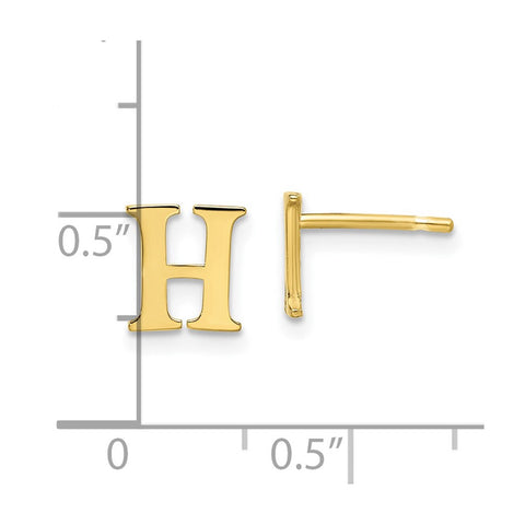 10KY Polished Initial Letter H Post Earrings-WBC-10XNE46Y/H