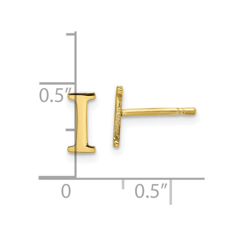 10KY Polished Initial Letter I Post Earrings-WBC-10XNE46Y/I