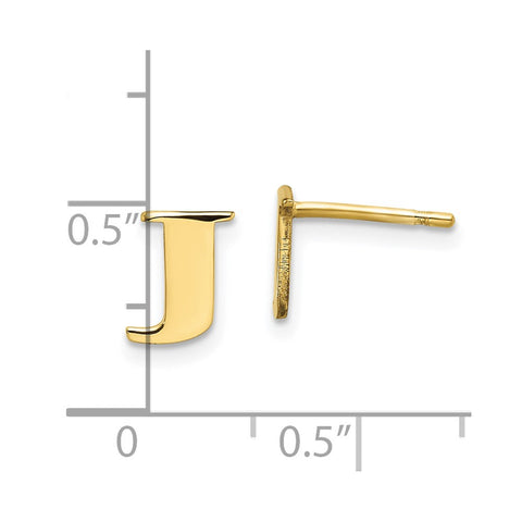 10KY Polished Initial Letter J Post Earrings-WBC-10XNE46Y/J