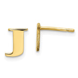 10KY Polished Initial Letter J Post Earrings-WBC-10XNE46Y/J