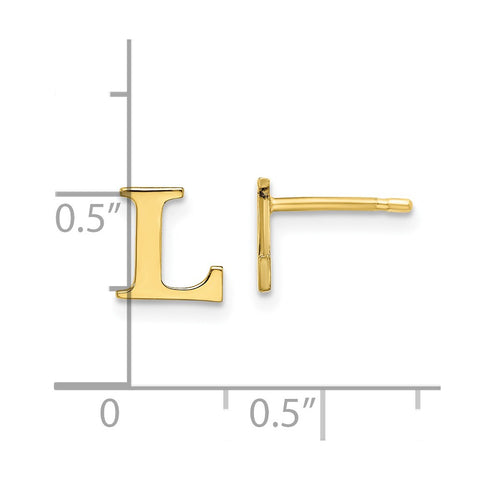 10KY Polished Initial Letter L Post Earrings-WBC-10XNE46Y/L