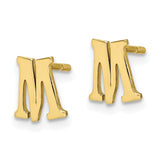 10KY Polished Initial Letter M Post Earrings-WBC-10XNE46Y/M