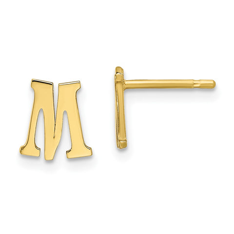 10KY Polished Initial Letter M Post Earrings-WBC-10XNE46Y/M