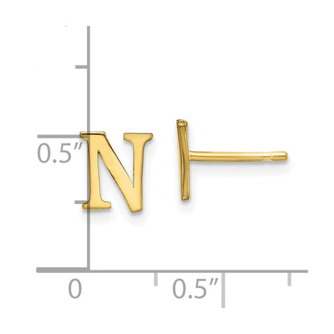 10KY Polished Initial Letter N Post Earrings-WBC-10XNE46Y/N
