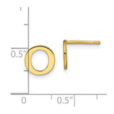 10KY Polished Initial Letter O Post Earrings-WBC-10XNE46Y/O