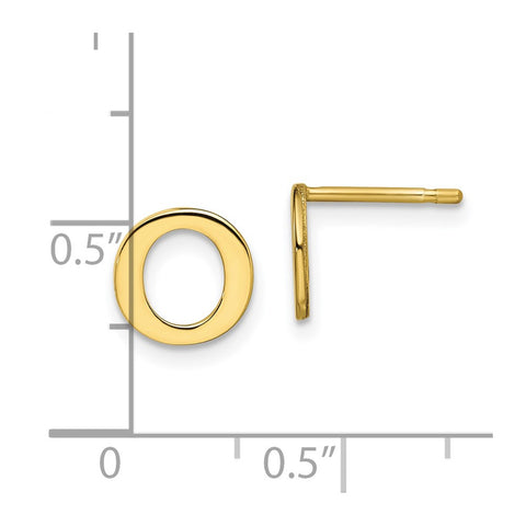 10KY Polished Initial Letter O Post Earrings-WBC-10XNE46Y/O