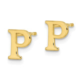 10KY Polished Initial Letter P Post Earrings-WBC-10XNE46Y/P