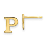 10KY Polished Initial Letter P Post Earrings-WBC-10XNE46Y/P