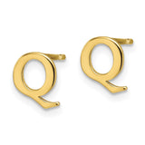 10KY Polished Initial Letter Q Post Earrings-WBC-10XNE46Y/Q