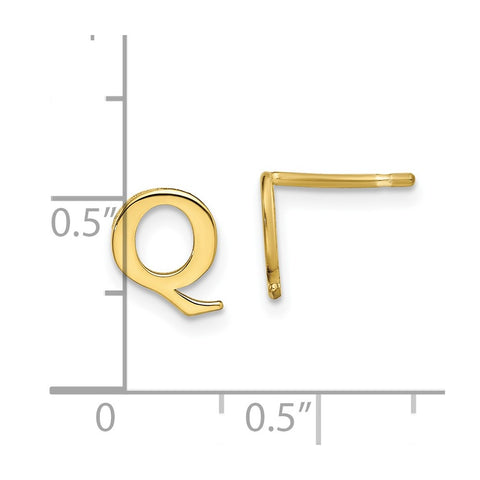 10KY Polished Initial Letter Q Post Earrings-WBC-10XNE46Y/Q